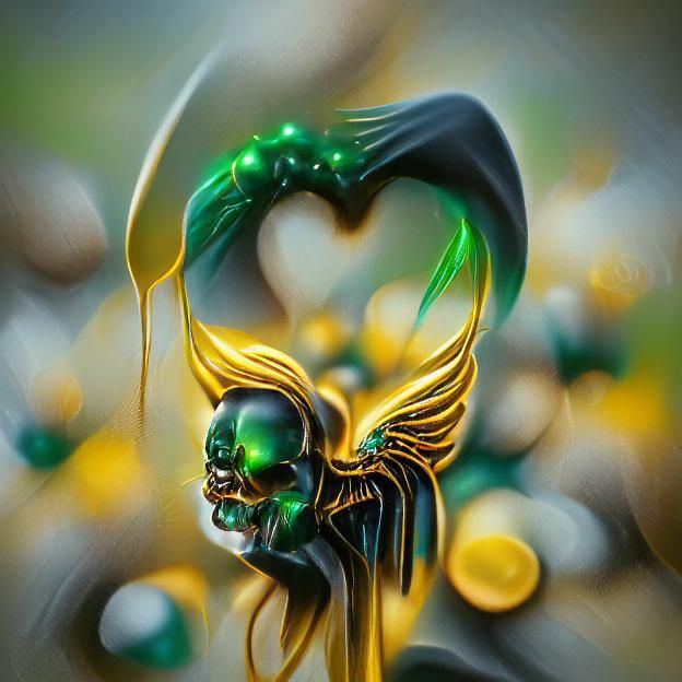 Emerald and Gold Angel of Death, Artstation Style