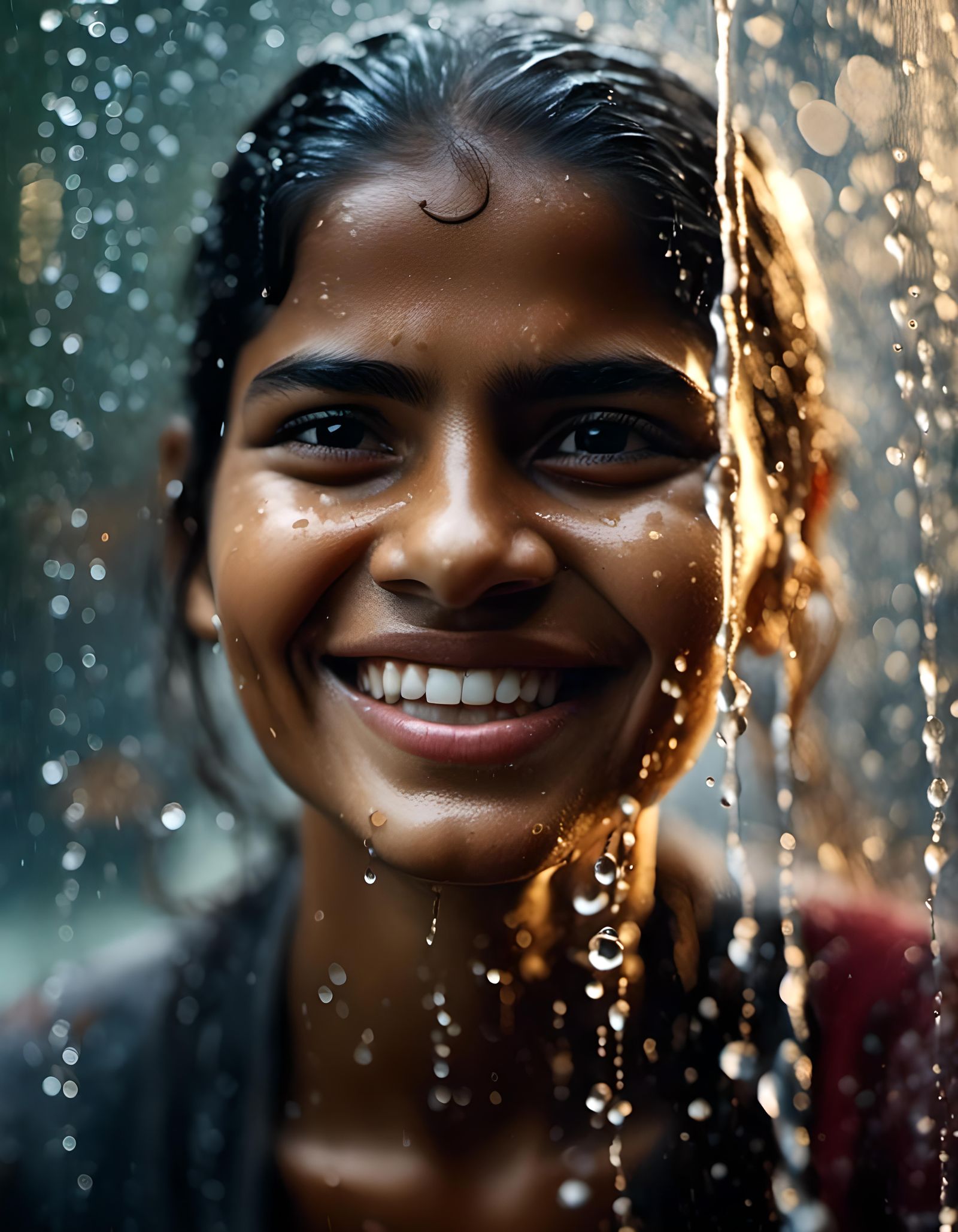 Joyful Sri Lankan Woman Crying Tears of Happiness
