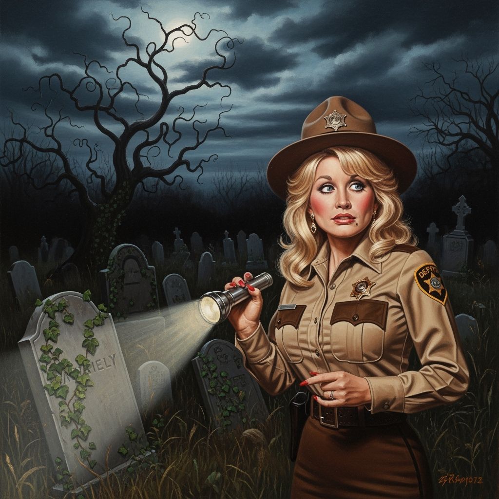 Dolly Parton as Deputy Sheriff in a Spooky Cemetery