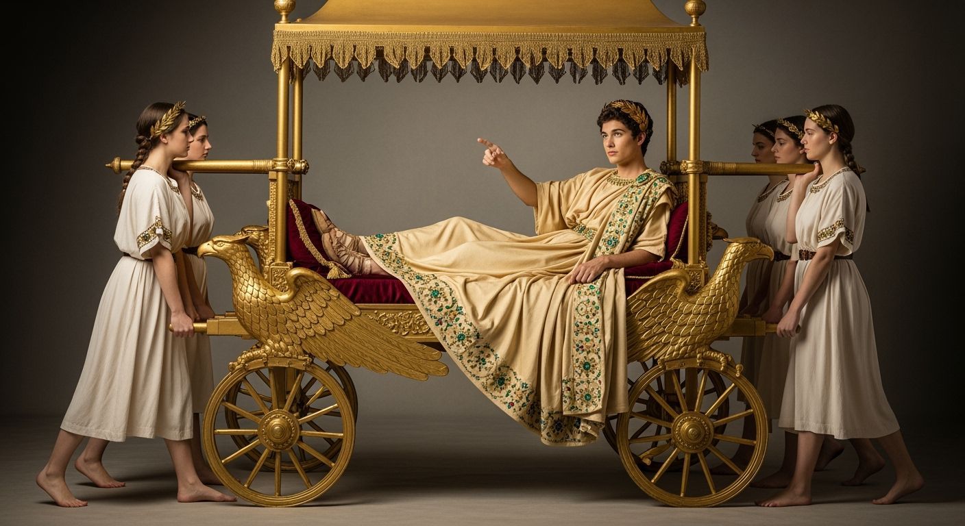 Barefoot Emperor on Gold Litter, Inspired by Caravaggio