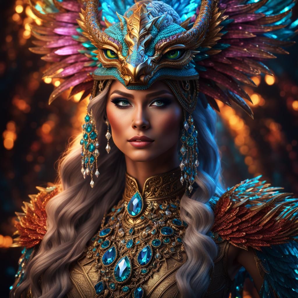 Crystalline Dragon Rider in 8k Resolution