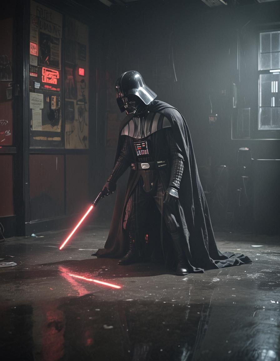 Darth Vader in Dark Film Noir Setting