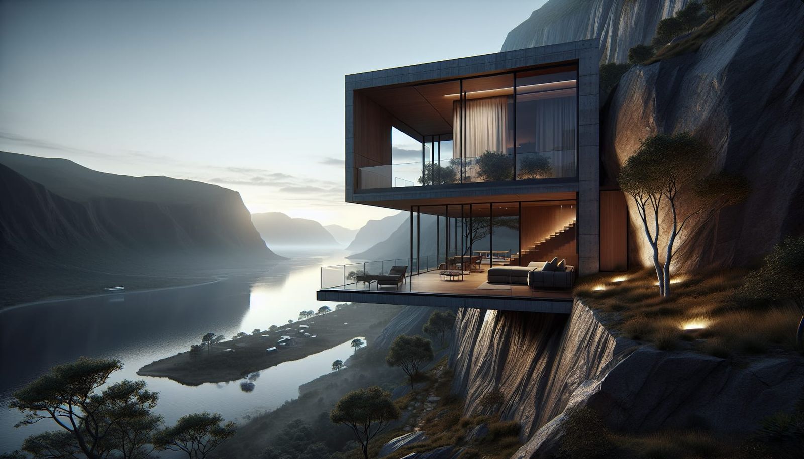 Cliffside Modern House with Mountain View