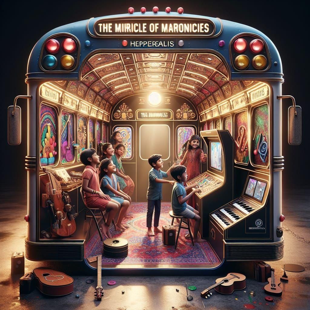 Music Bus Experience in Hyperrealistic Splash Art