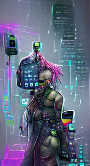 Cyberpunk Android in Futuristic Cityscape