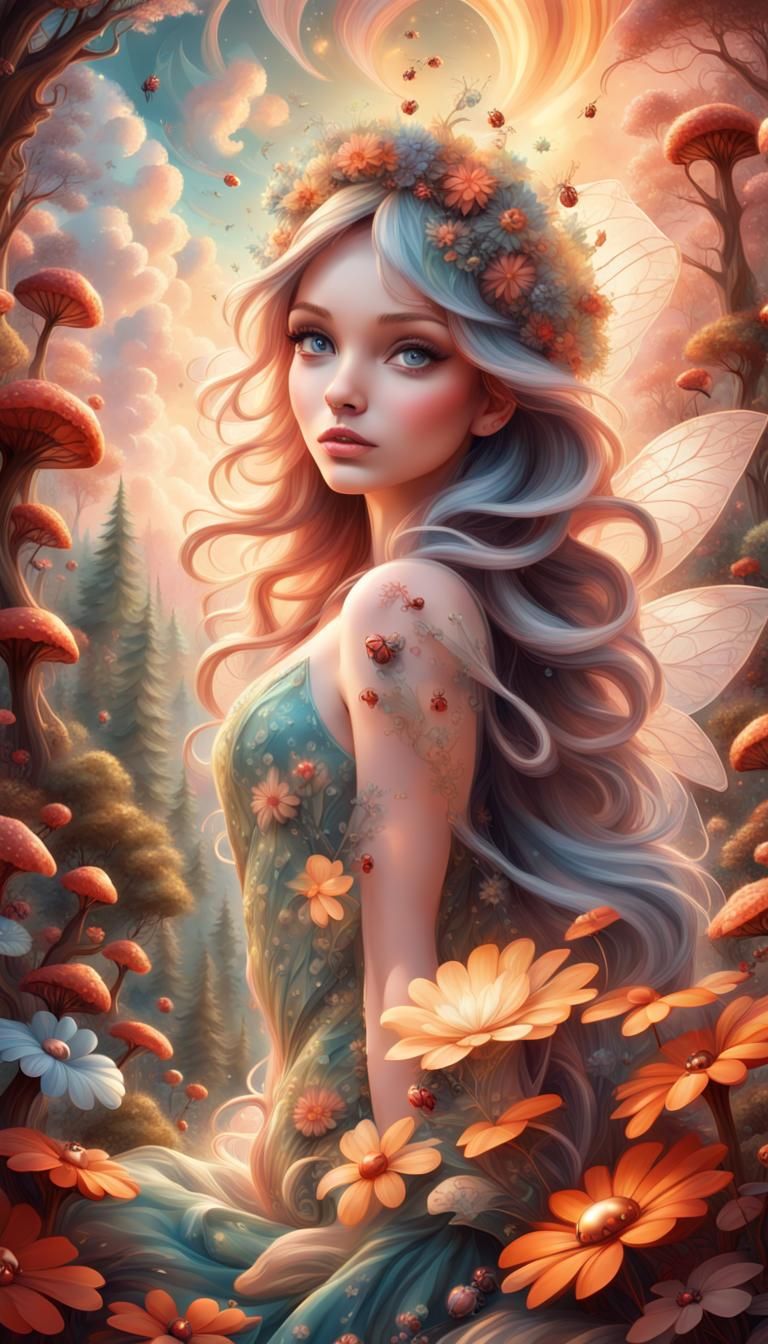 Enchanted Fairy Princess in Magical Forest: 3D Painting
