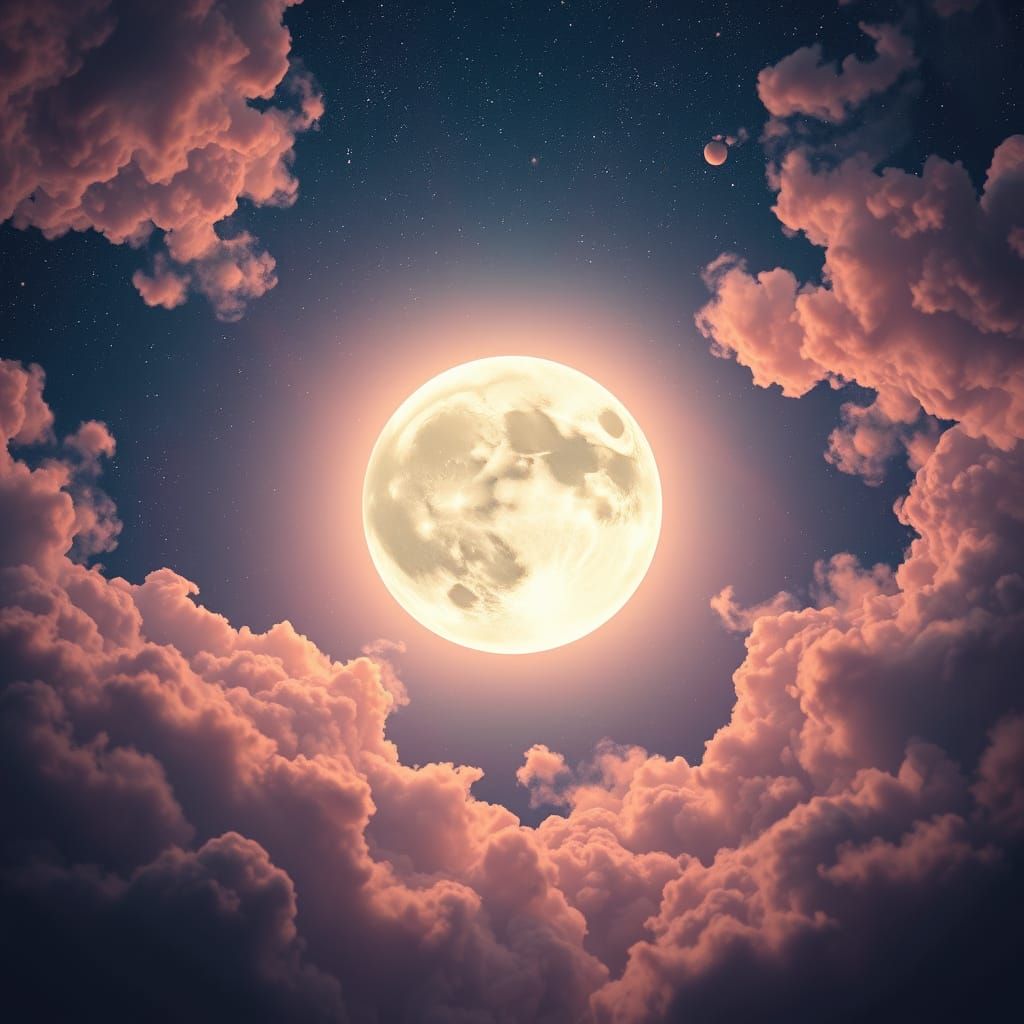 Majestic Moon in Vibrant Night Sky
