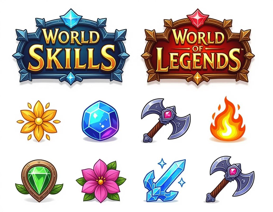 Fantasy RPG Game Icons: Potions, Spells, and Weapons