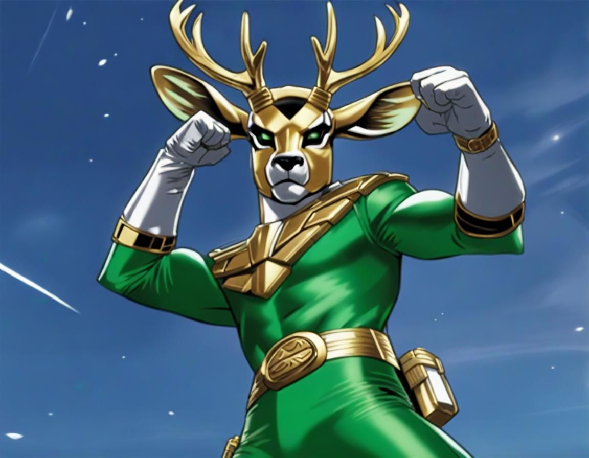 Mule Deer Power Ranger in Comic Book Style