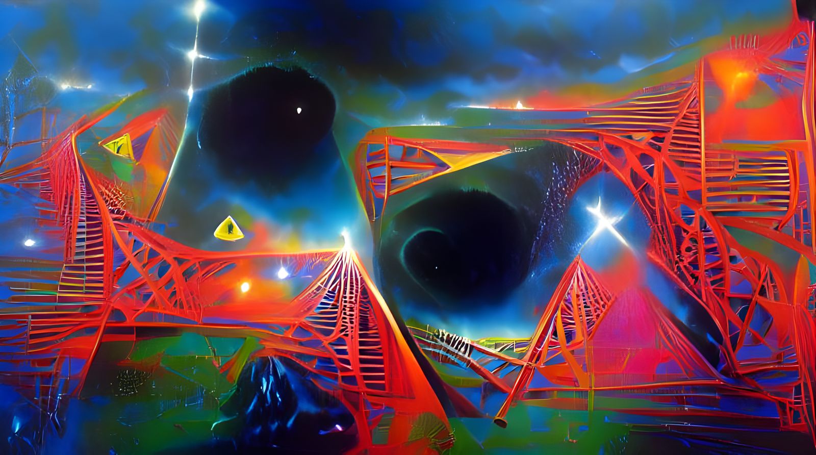 Neon Diamond Bridge to a Quasar