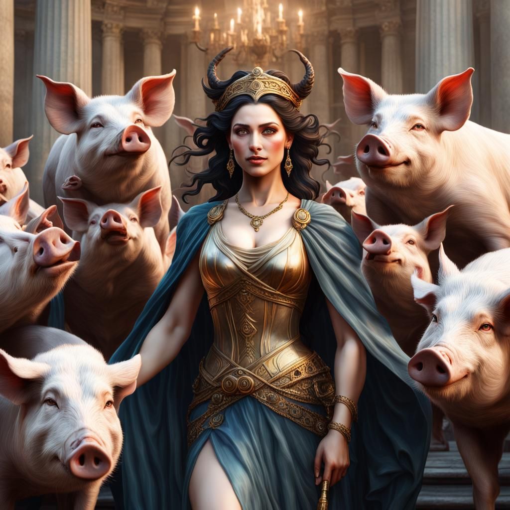 Circe turning Ulysses' crew into pigs