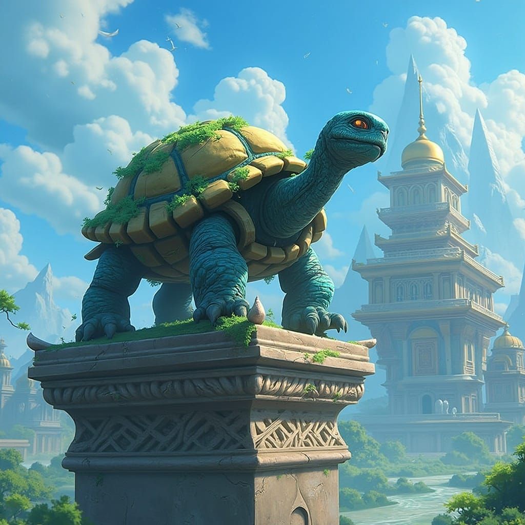 Majestic Stone Tortoise Guarding Golden Palace