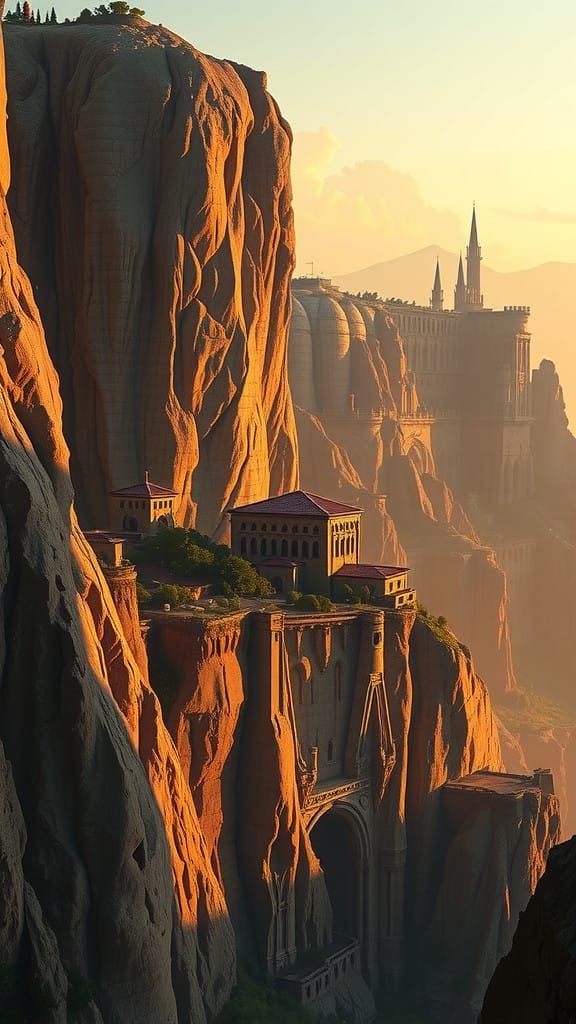 Surreal Fantasy Metropolis Shines at Golden Hour