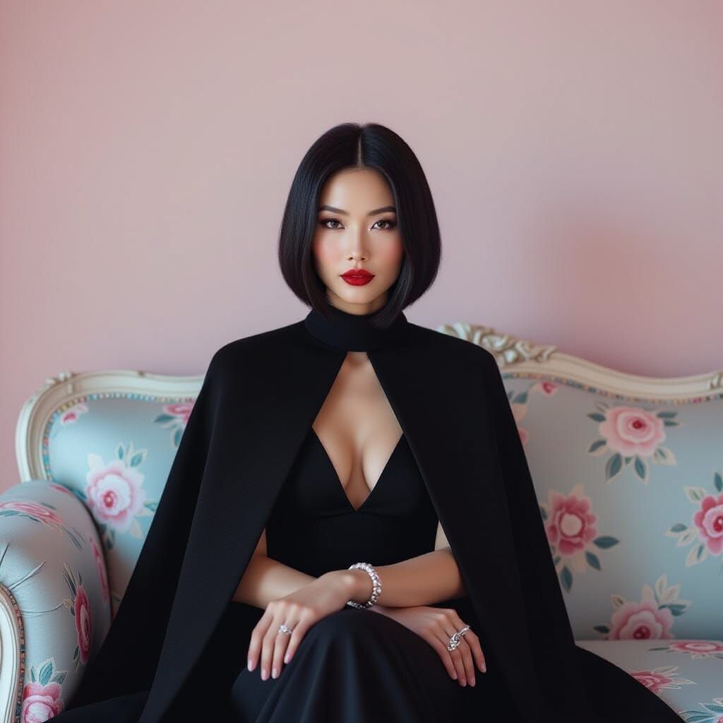 Elegant Chinese Woman in High-Fashion Style
