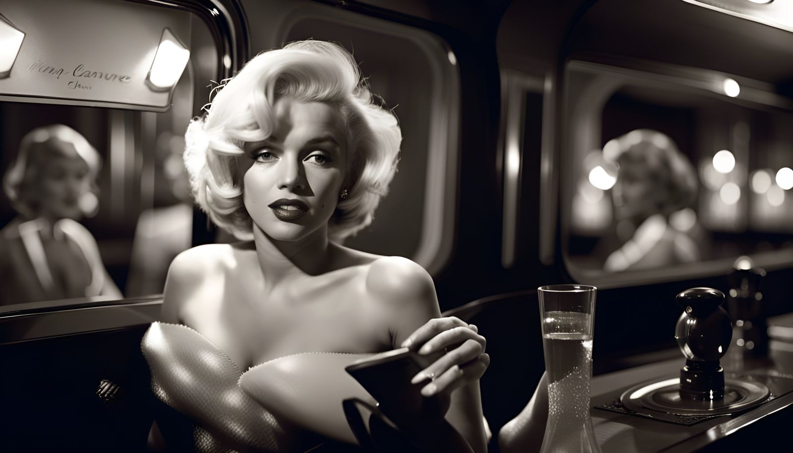 Marilyn Monroe as a waitress in a night bar