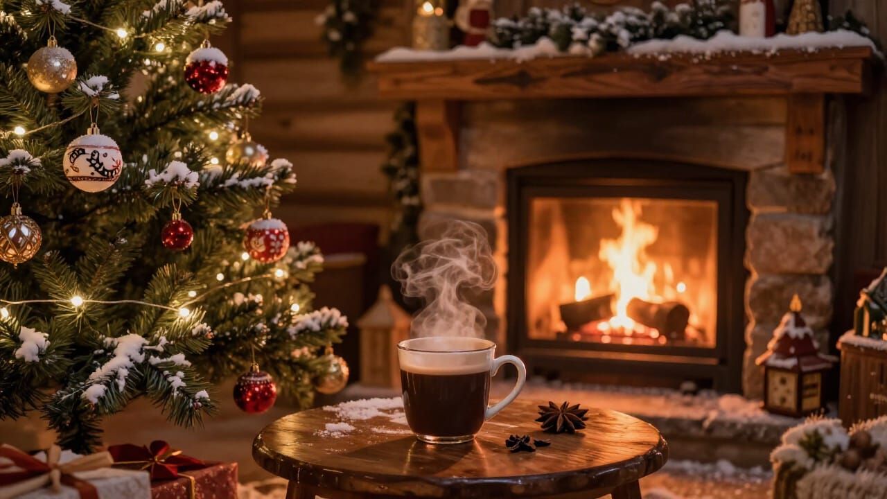 Cozy Christmas Cottage Fireplace Glow