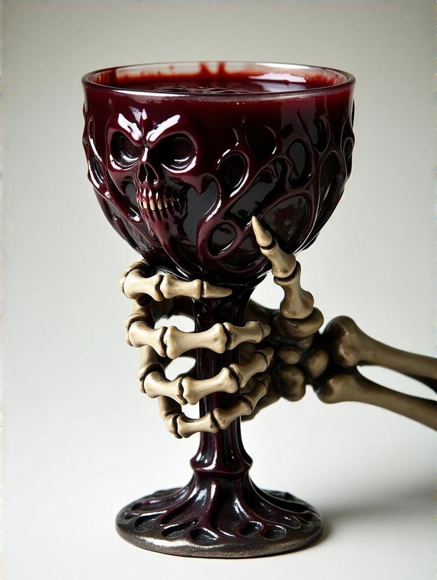 Skull goblet filled with blood