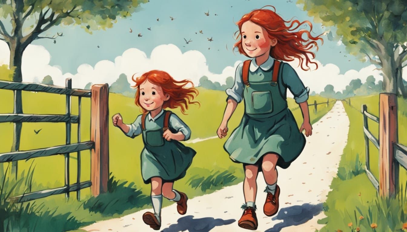 Adorable Girl Plays with Cuckoos in Sunny Meadow