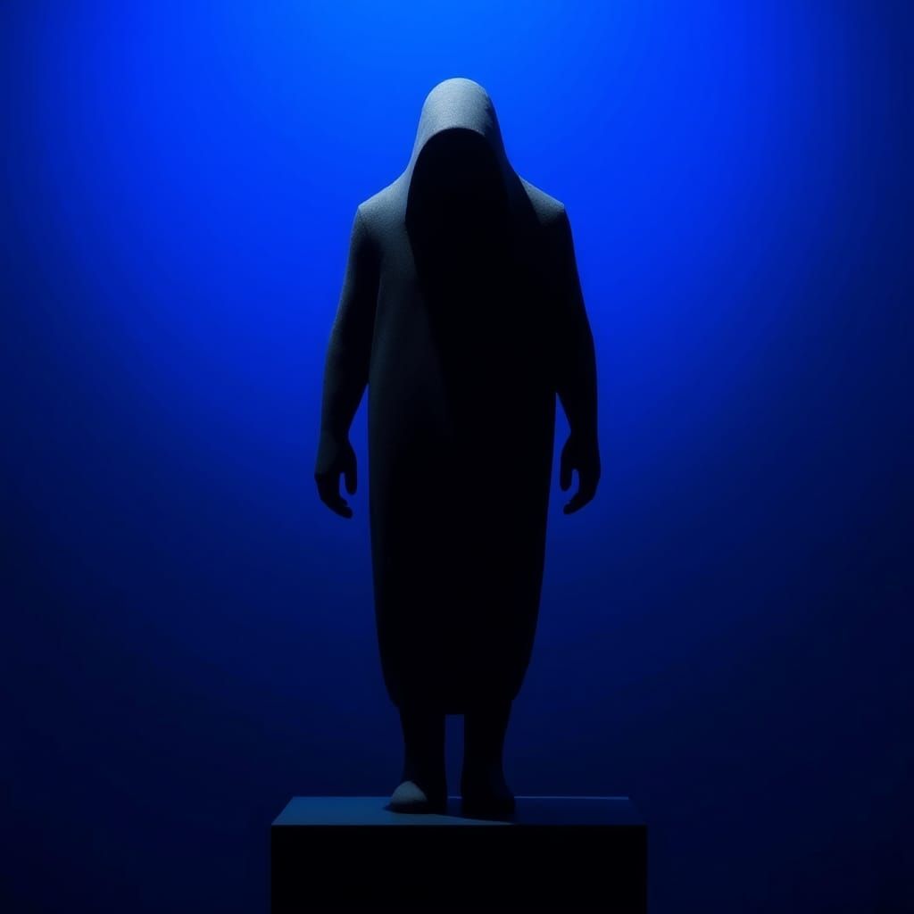 Abstract Figure Sculpture with Atmospheric Lighting