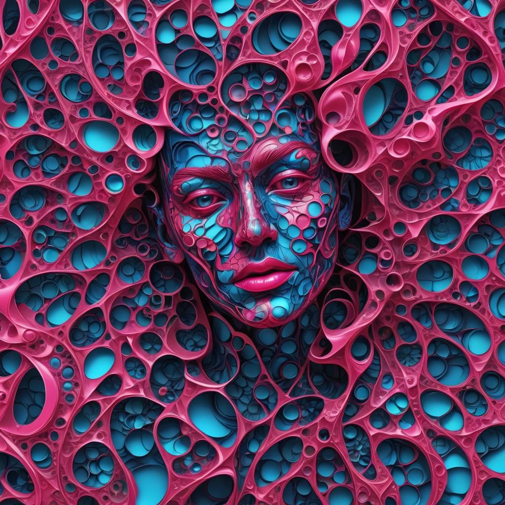 Abstract Lipstick Sculpture in Neon Hues