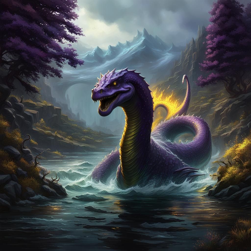 Loch Ness Monster Family: Dark Fantasy Art