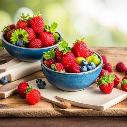 Fruit Bowls on Wooden Table Still Life