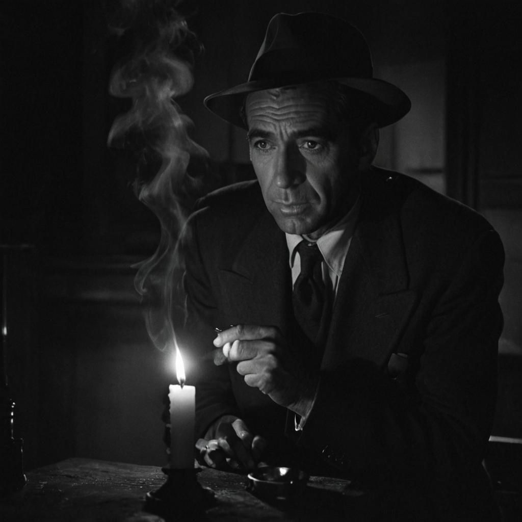 Film Noir Detective Investigates Crooked Candle