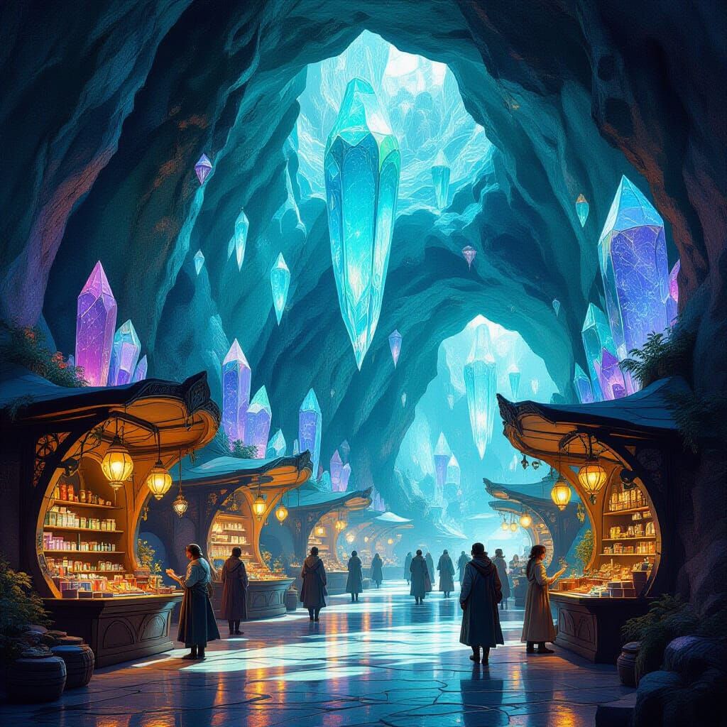Fantasy Marketplace in Crystal Caverns