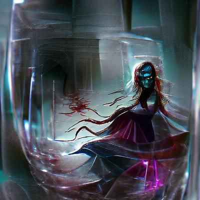 Sinister Glass Sculpture of a Young Woman