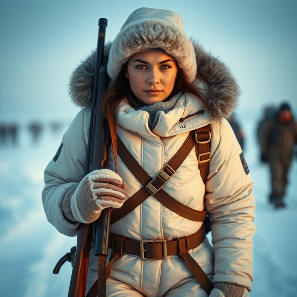 Canadian Inuit Woman in Arctic Attire Embarks on a Journey