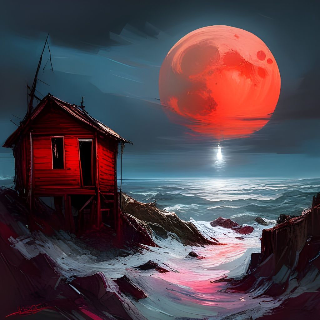 Epic Red Tsunami Sweeping Away Hut