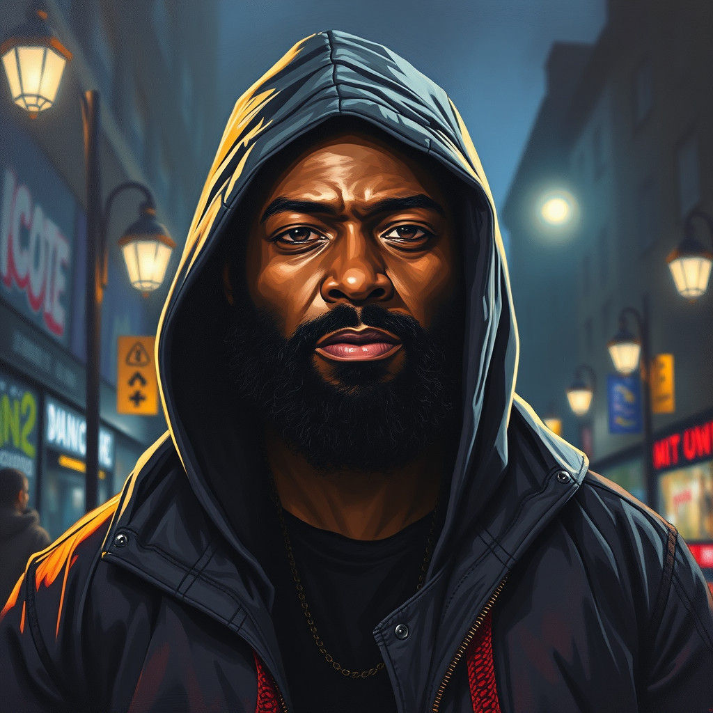 Dramatic Oil Painting of a Handsome Bearded Man