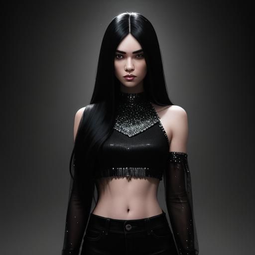 Girl with Long Black Hair in HDR Photo