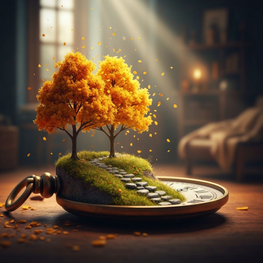 Miniature Autumn Forest Inside Antique Pocket Watch