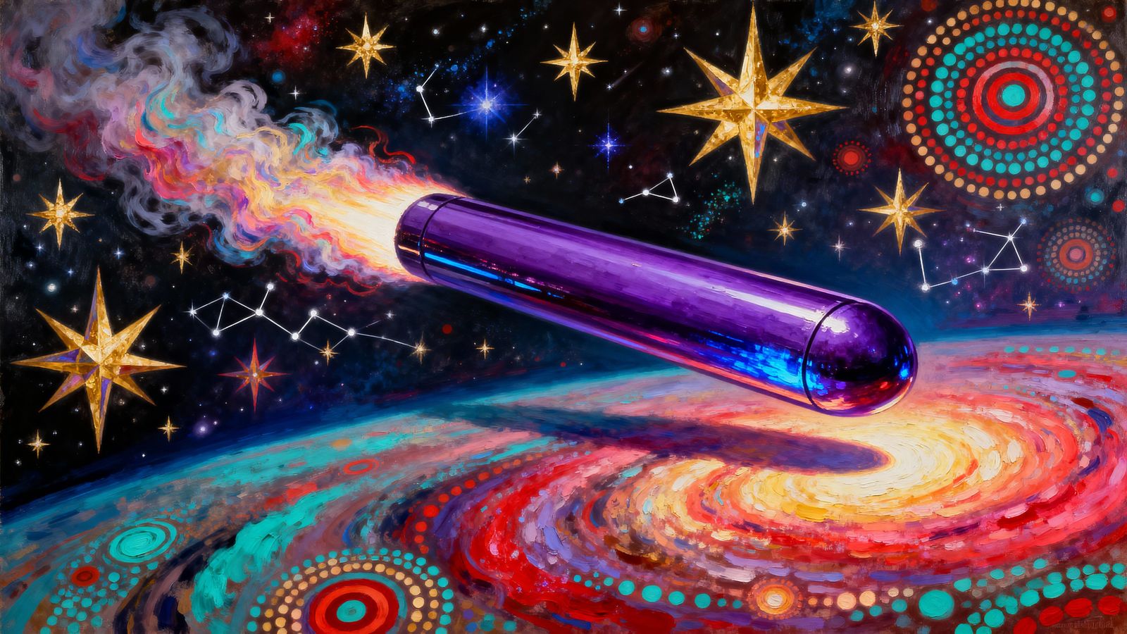 Sleek Violet Cylinder in Surreal Cosmos