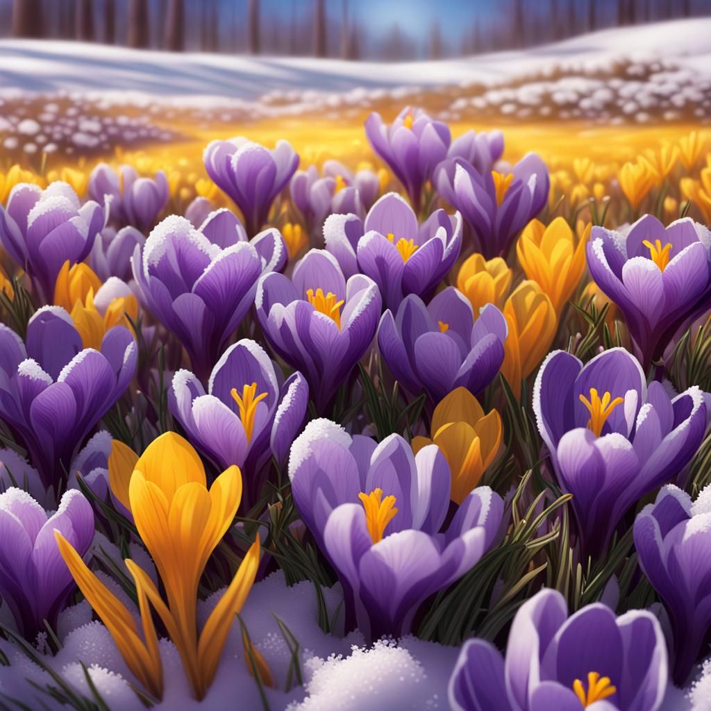 Resilient Crocusses Thrive in Sun and Snow