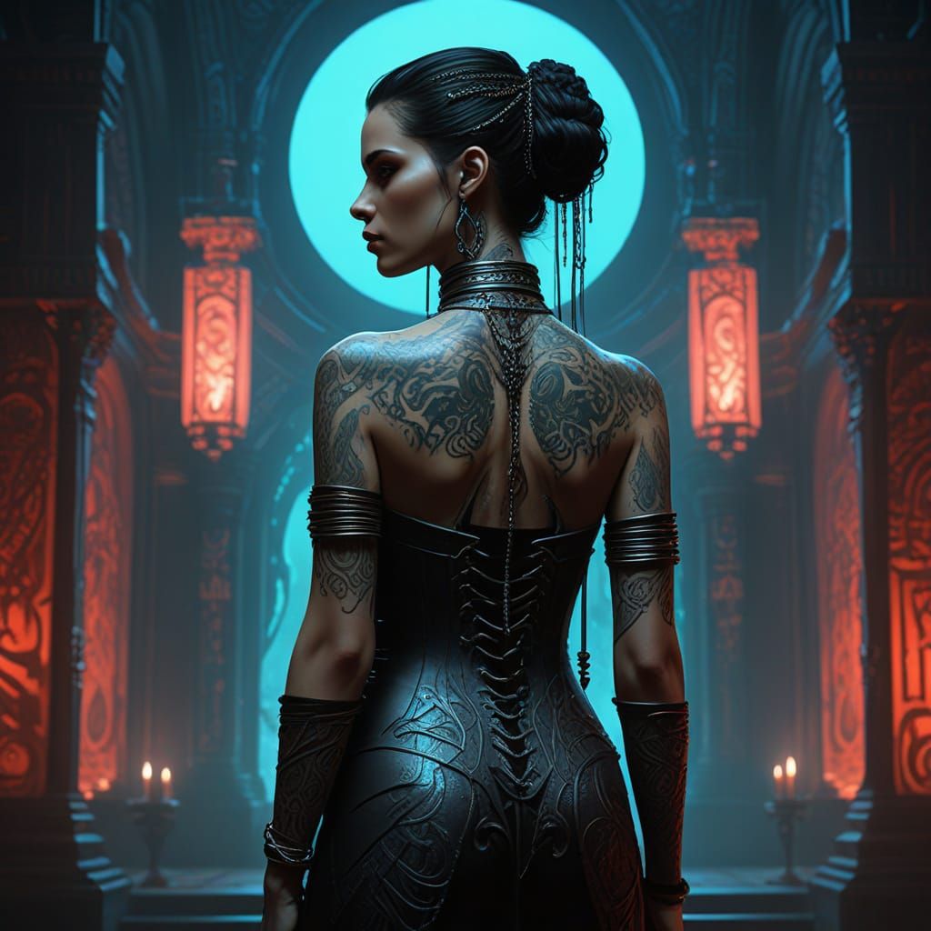 Goth Vampire Queen in Dark Wonderland Setting