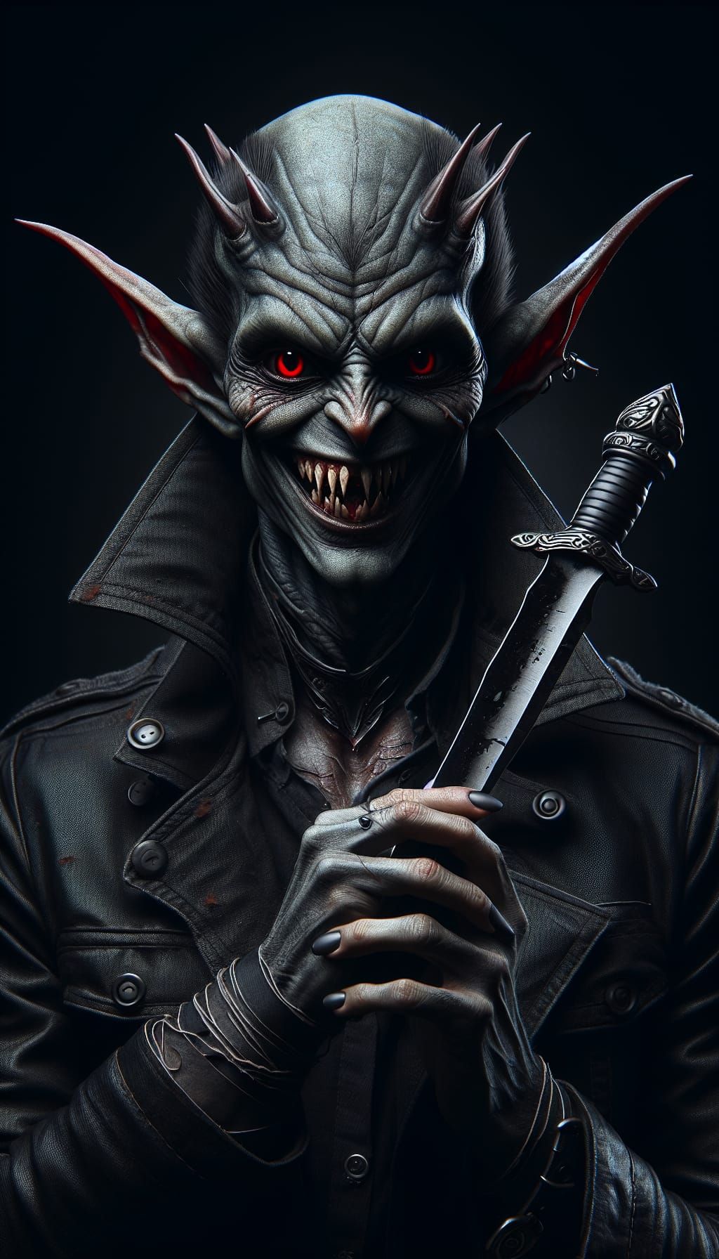 Sinister Goblin with Dagger in Shadow