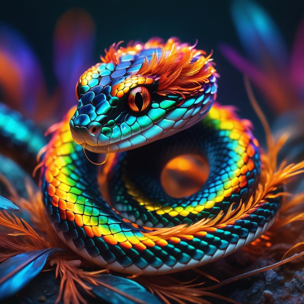 Adorable Furry Snake with Fluffy Hair