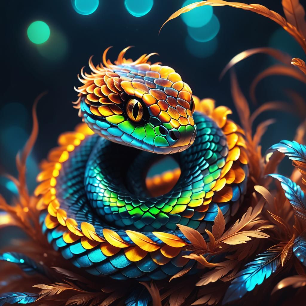 Adorable Fluffy Baby Snake Portrait