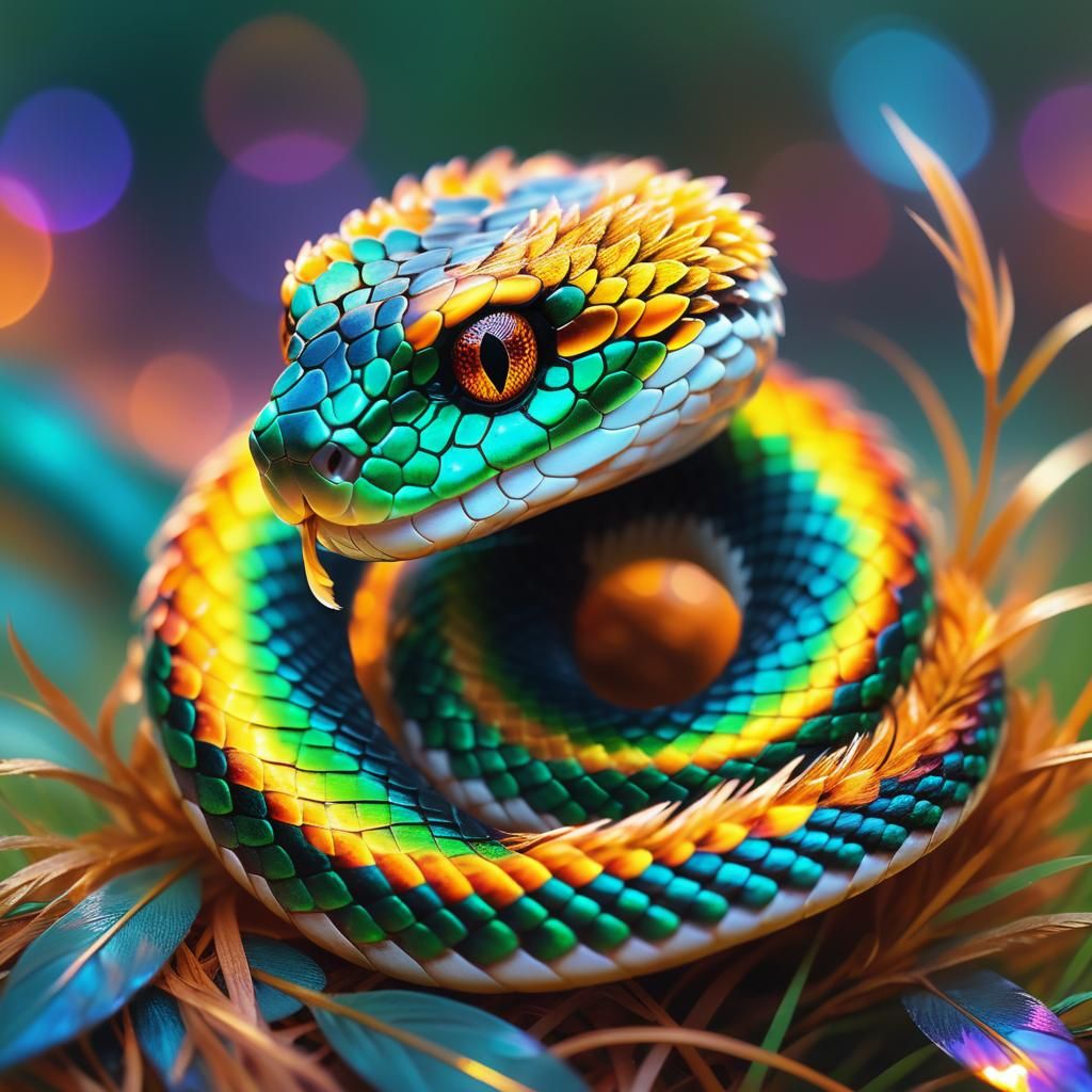 Adorable Furry Baby Snake Portrait