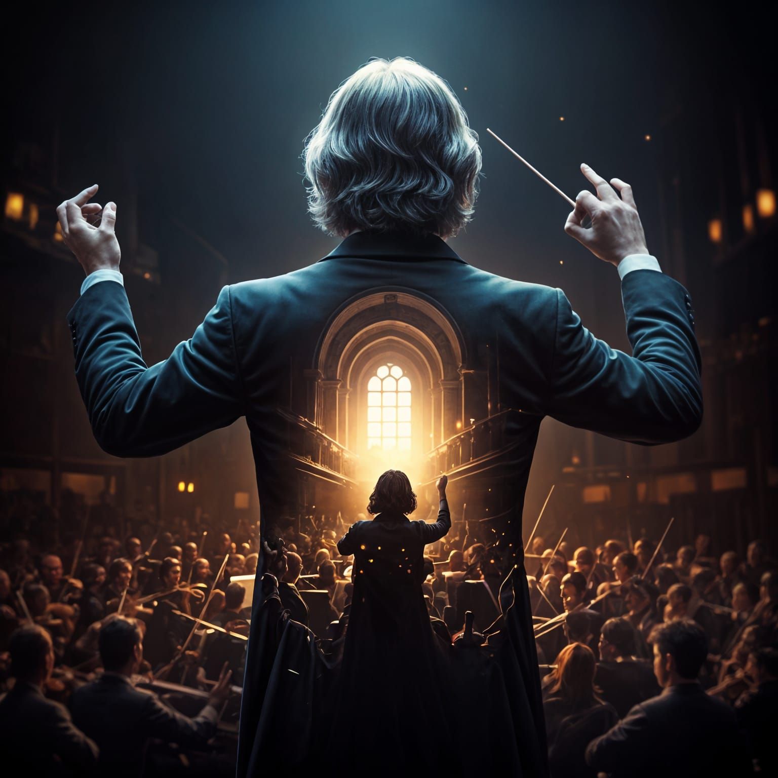 Double Exposure Masterpiece of Maestro in Perfect Harmony