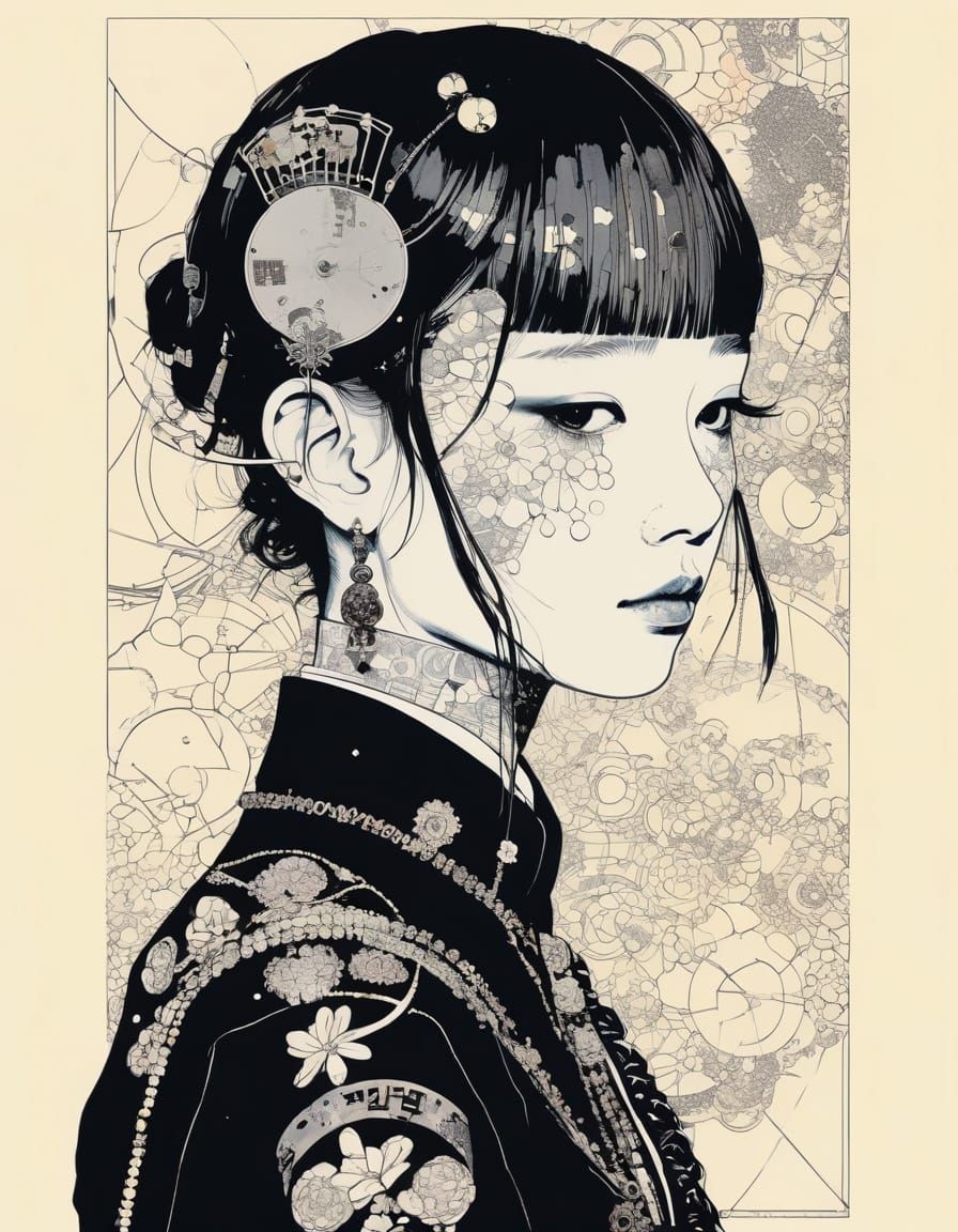 Haberdasherypunk Figure Inspired by Klimt and Amano