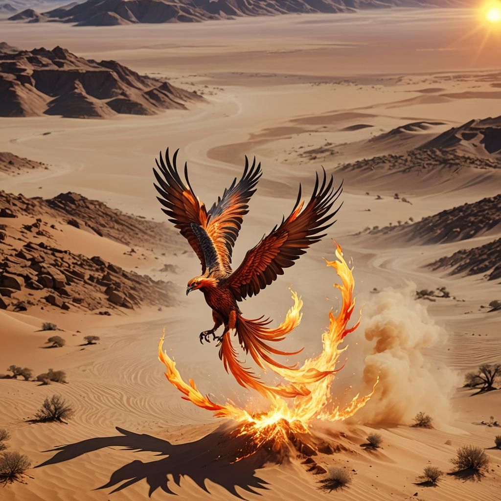 Phoenix Ascending in Desert Fire