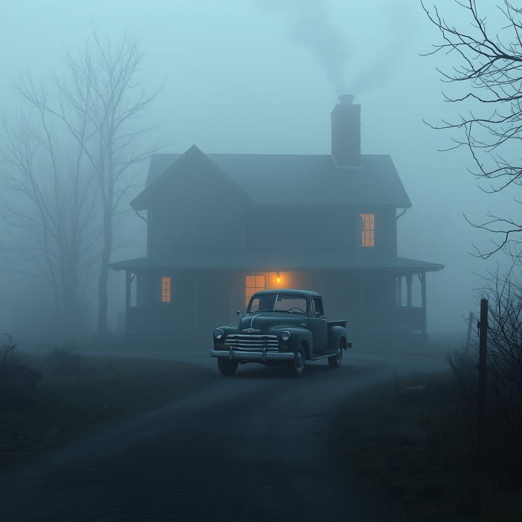 Cabin in Fog: Detailed Matte Painting