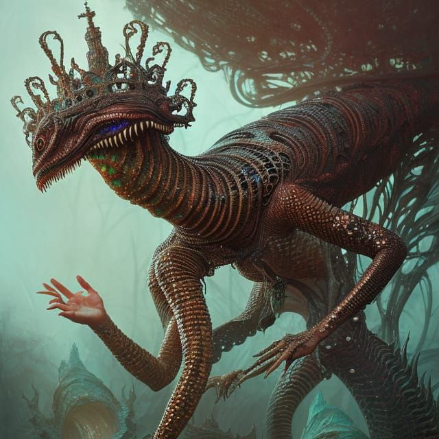Alien Reptile Princess: Hyperdetailed Fantasy Art