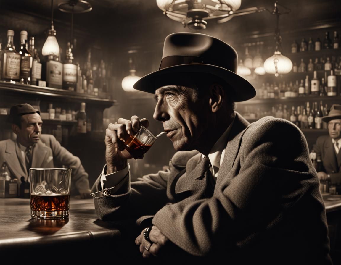 Cinematic Portrait: Man in Hat at Bar