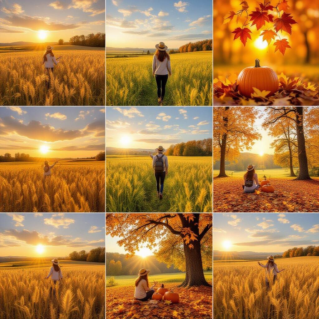 Autumn Collage Vibrant Nature Elements