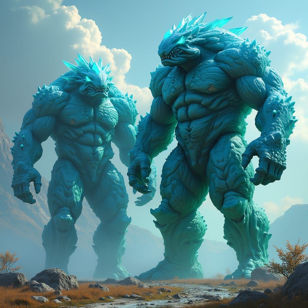 Crystalline Silicon Beings in Deep Fantasy Art