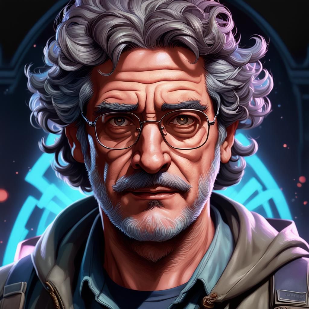 Hyperdetailed Portrait of Harold Ramis in Art Nouveau Style